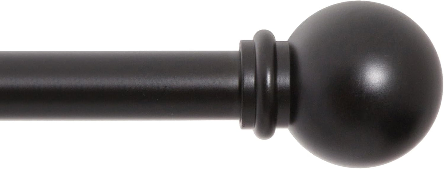 Kenney Chelsea Ball End Window Curtain Rod, Adjustable 28 to 48 Inches, Extendable Set, Black
