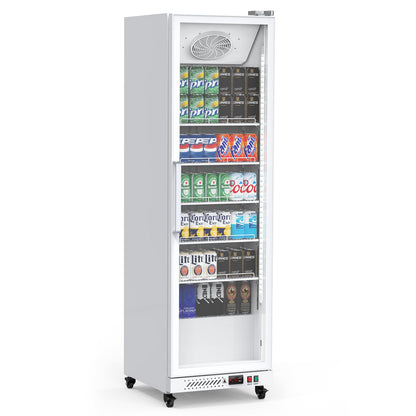 PeakPursuit Commercial Display Refrigerator, 12.4 Cu.Ft. Beverage Refrigerator Glass Door Beverage Cooler, Upright Merchandiser Cooler Display Fridge With LED Light and Adjustable Shelves