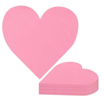 FOIMAS 100pcs Valentine Heart Paper Napkin,Disposable Pink Heart Cocktail Napkins for Anniversary Valentine's Day Party Wedding Birthday Table Decoration Supply