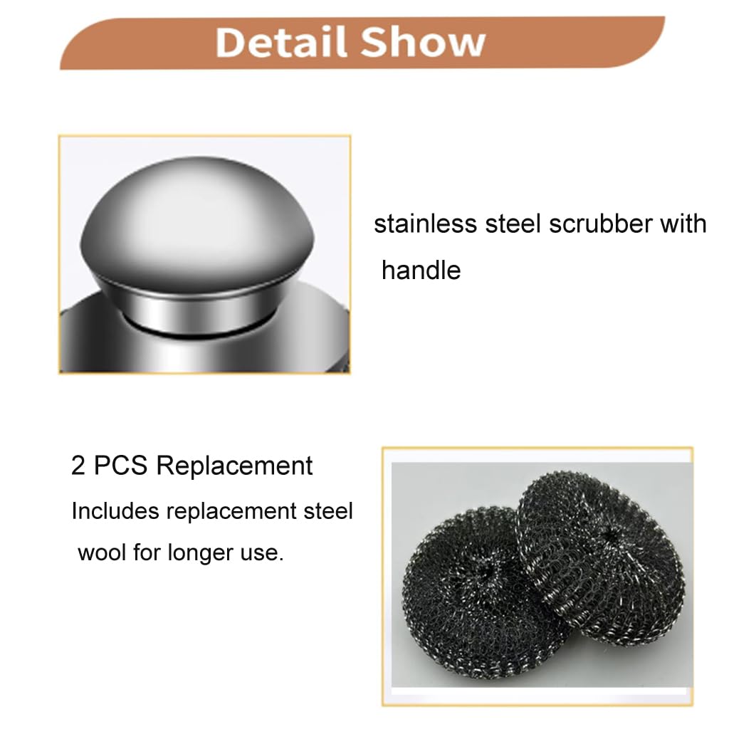 Steel Wool Scrubber, Oven Cleaner Brush, Stainless Steel Scrubber and Crevice Brushes Cleaning Set for Dishes, Iron, Pots, Stoves, Barbecue Grills, Sink