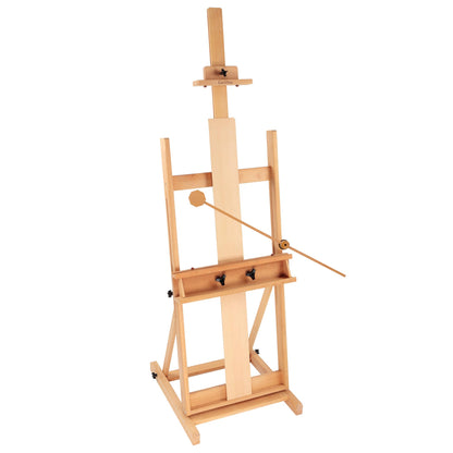 Creative Mark Carolina H-Frame Easel & EZ Rest Mahl Stick Bundle - Durable Light Weight, Adjustable Angle for Drawing and Painting - Natural Finish - Ideal for Artist