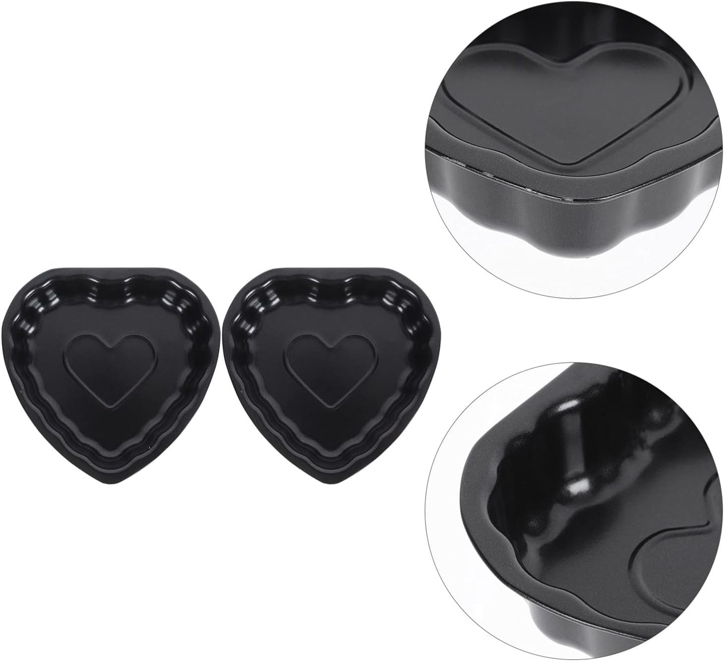 Yardwe 2pcs Round Nonstick Baking Metal Heart Shape Cake Pans for Fondant, Cookie, Chocolate, Cupcake