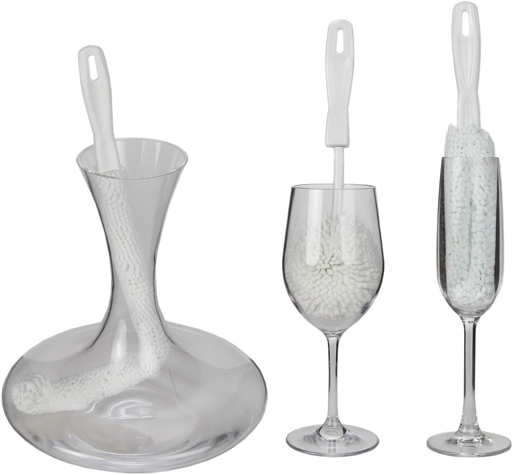Lily's Home Decanter Cleaning Brush Set, Glassware Cleaning Brushes for Hard to Reach Areas, Set of 3