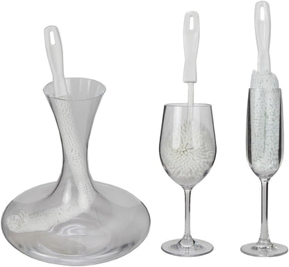 Lily's Home Decanter Cleaning Brush Set, Glassware Cleaning Brushes for Hard to Reach Areas, Set of 3