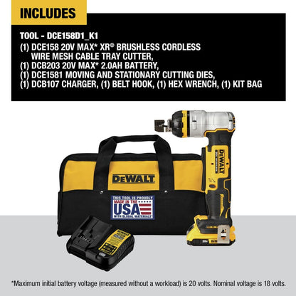 DEWALT 20V MAX XR Wire Cutter Kit, Cuts Carbon Steel and Stainless Steel Wire, Cordless, Battery and Charger Included (DCE158D1)