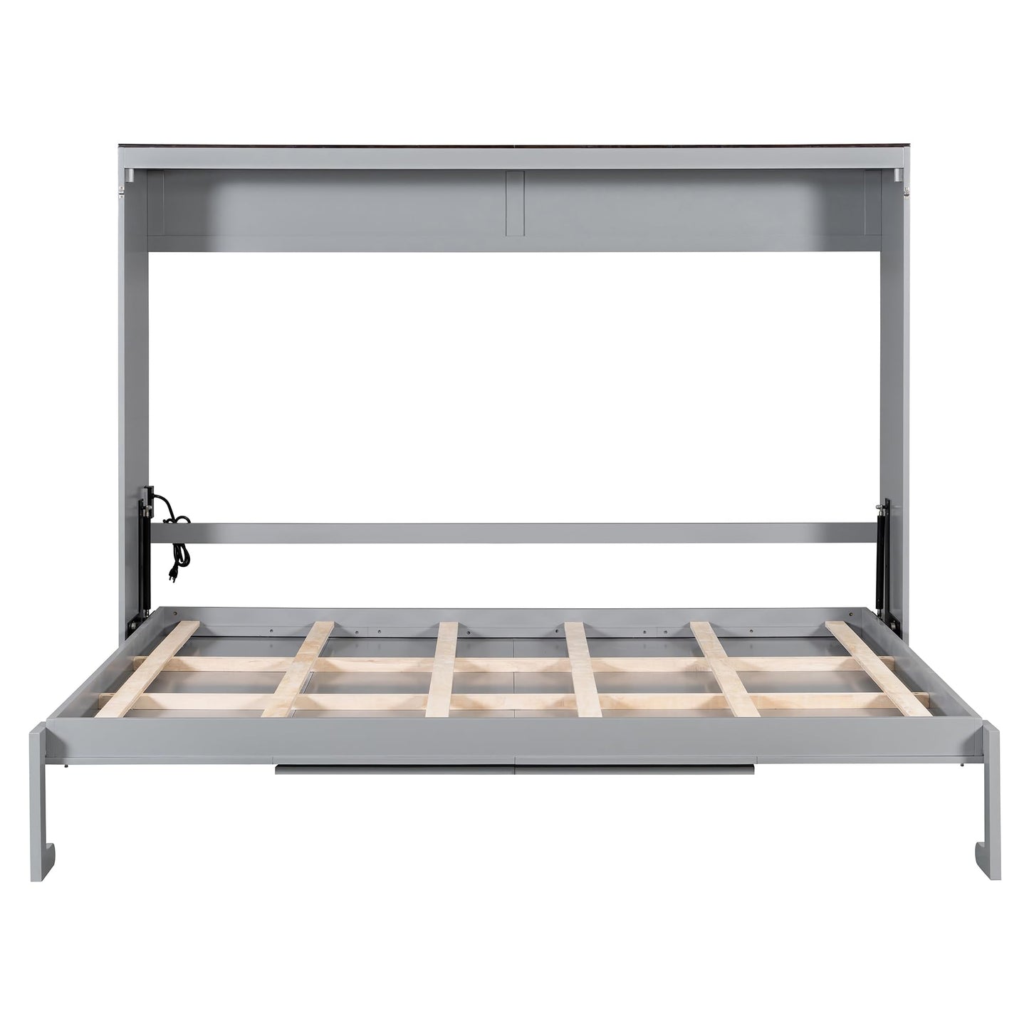Merax Queen Murphy Bed Wall Bed with USB Ports, Foldable Cabinet Bed Frame, Space Saving Hideaway Bed with Wooden Slats, No Box Spring Required for Guest Room, Apartment, Queen