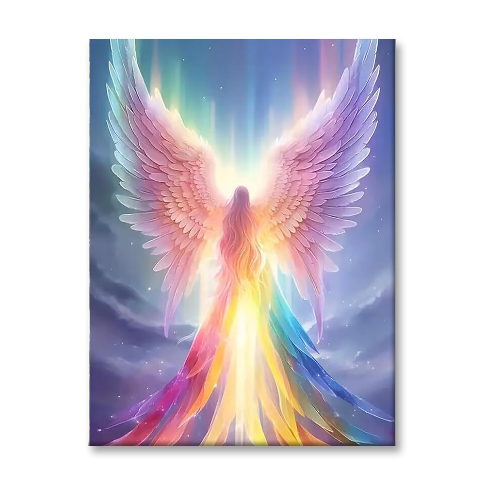 WEMEON Square Drill Diamond Painting Angel- 5D Full Square Diamond Art Kits for Adults with Tools, Stunning No-Gap Design, Easy to Apply and Frame, Home Wall Decor, Gift Idea(12X16 Inch)