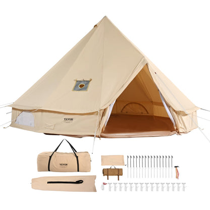 VEVOR Canvas Tent Bell Tent, 4 Seasons 7 m/22.97 ft, for Camping with Stove Jack, Family Camping Outdoor Hunting Party
