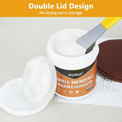 KURUI Drywall Repair Kit - 8.8oz Spackle Paste with Scraper & Sandpaper Sheets | Easy Home Repair Solution