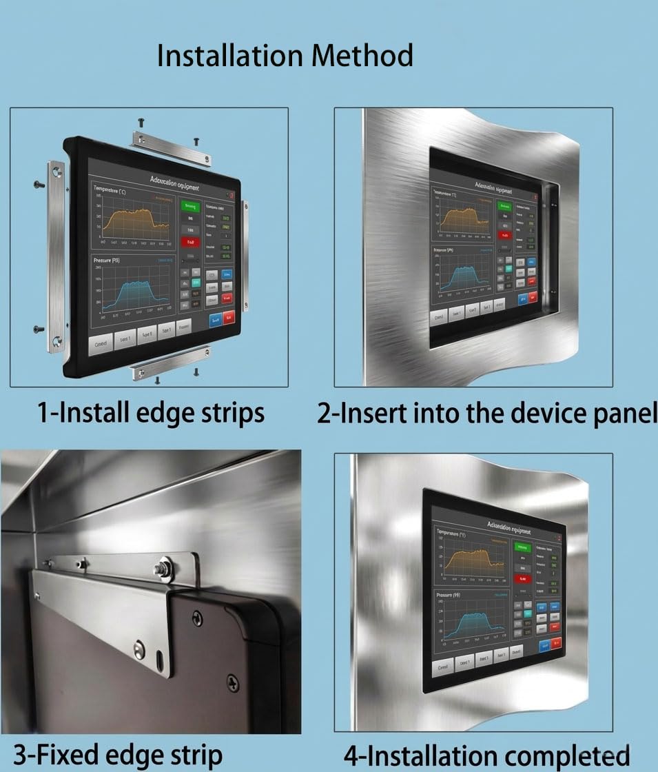 RIUIIN 18.5 Inch Industrial Touch Monitor Open Frame,1920x1080 Resolution Waterproof Impact-Resistant,dustproof and Oil Proof,VESA+Panel Mount, for Kiosk, Automation, POS，Vending,Digital Signage