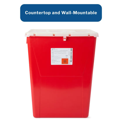 McKesson Prevent Biohazard Sharps Container, Premium - PG-II, Plastic, Vertical Entry, Rotating Lid - Red, 12 gal, 13 in x 17 3/10 in x 20 4/5 in, 1 Count