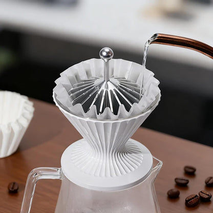 Codale Filter Paper Presser All Metal Coffee Filter Shape Retainer Pre-pour Tool for Basket & V60 Filter Paper Pour Over Coffee (Silver)