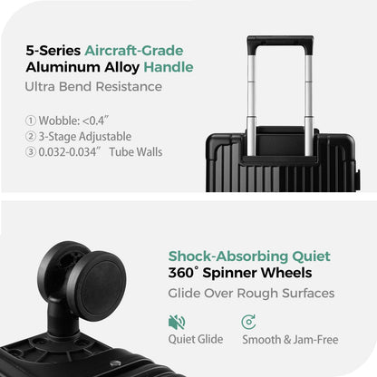 cllson Carry on Luggage Aluminium Frame with Cup Holder,Top opening Suitcases and USB Charging Port,Lightweight with Front Pocket Rolling Suitcases with Spinner Wheels (Beige, 20inch)