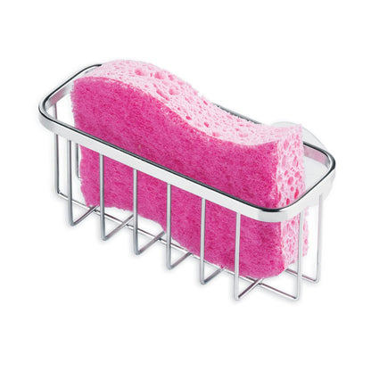 iDesign Gia Stainless Steel Dish Sponge Holder Basket with Suction Cups, Ideal for Kitchen Sinks and Bathroom Organization, 2.25"D x 2.5"W x 5.75"H, Set of 1, Polished