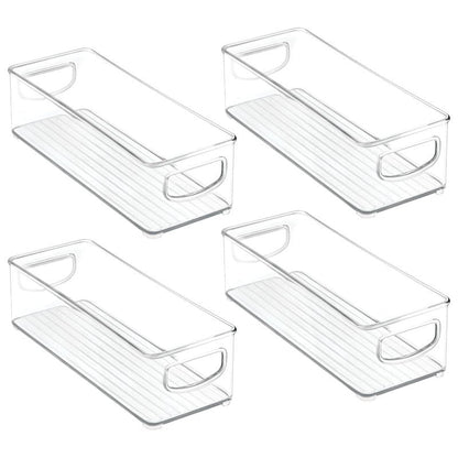 mDesign Kitchen Cabinet and Pantry Storage Organizer Bins - Pack of 4, Shallow, Clear