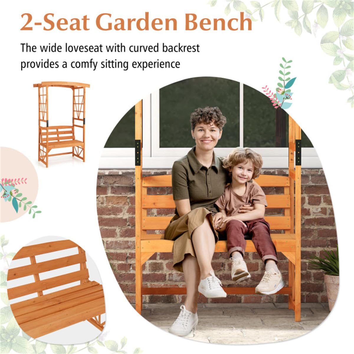 39"X15.5" Heavy Duty Garden Arbor Bench for Porch, Backyard, Outdoor Patio Bench Seat, Outdoor Arbor Benches with Seat, Porch Benches Climbing Plant Support Bench Garden Furniture, Easy to Assemble