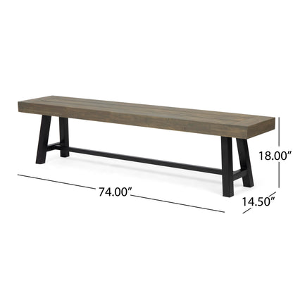Christopher Knight Home Carlisle Outdoor Acacia Wood Picnic Dining Set, Gray and Rustic Metal