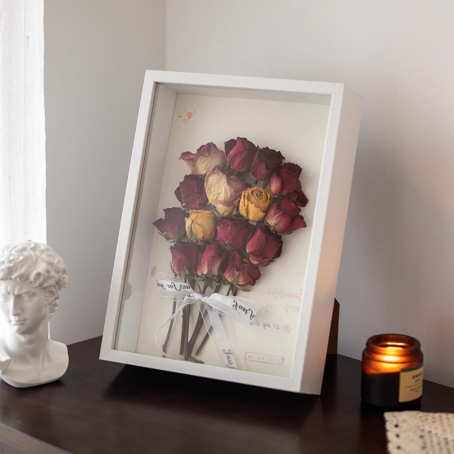 Shadow Box Frame 8x10 - 3 Pack Wood Deep Shadowbox with Glass Shadow Boxes Display Cases Suitable for Photos, Dried Flowers, Handicrafts Picture Frames for Wall (White)
