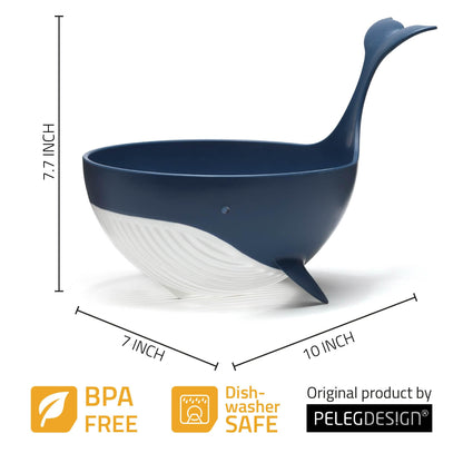 Peleg Design Pastail Medium Pasta Colander – Fun Whale-Shaped Plastic Colander for Draining Pasta, Vegetables, and Fruit. Fun kitchen gadgets. Cute kitchen gift.