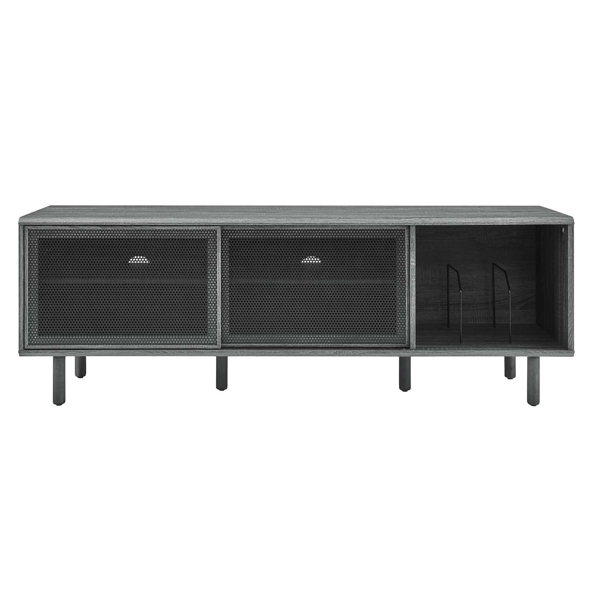 Modway Kurtis TV and Vinyl Record Stand, Charcoal