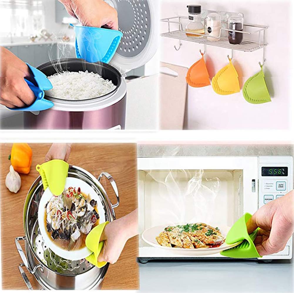 Silicone Cooking Pinch Grips Oven Mitts, Heat Resistant Gloves, 2 Pairs for Kitchen, Cooking, Baking, BBQ (Blue and