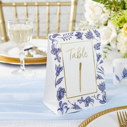 Kate Aspen Blue Willow Wedding Table Numbers (1-25), One Size, Seat Assignments & Table Decor