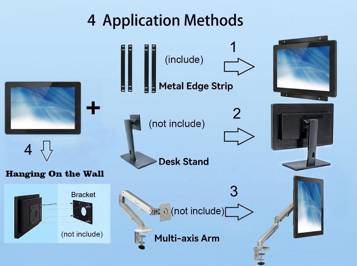 RIUIIN 32 Inch 10 Points PCAP Open Frame Touch Screen, Industrial Large Touch Screen,FHD1920x1080 LED-Backlit Resolution Waterproof, for Kiosk, Automation, POS，Vending, and Digital Signage