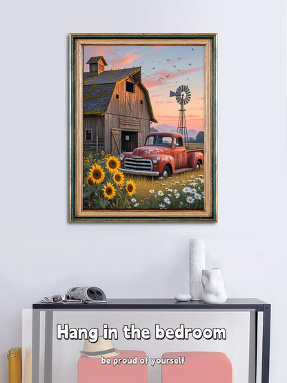 ACANDYL DIY Paint by Numbers Kit for Adults Beginner Farm Paint by Number for Adults Canvas Painting by Number DIY Acrylic Oil Painting on Canvas Arts Craft Decoration Sunflower 16x20 inch