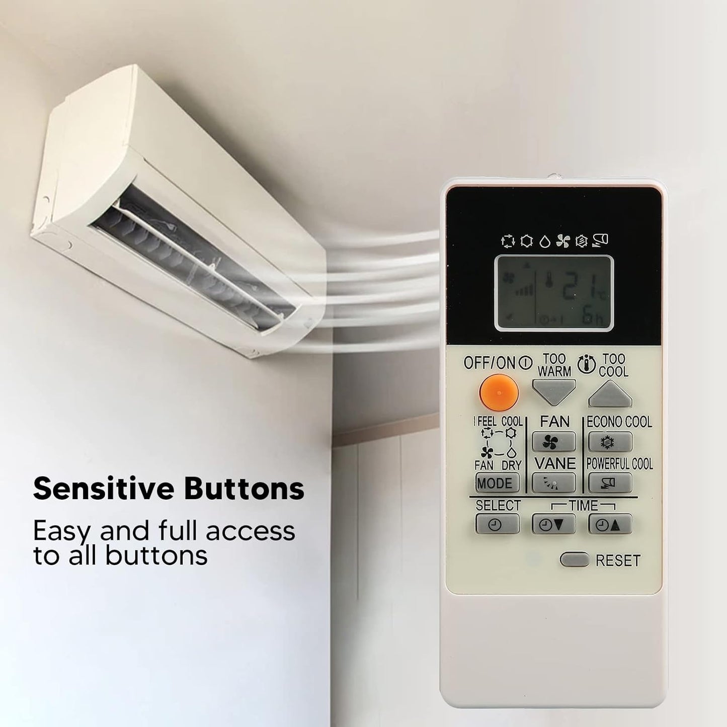 Replacement Remote Control for Mitsubishi Air Conditioner RU18A, Small Controller for Home Use