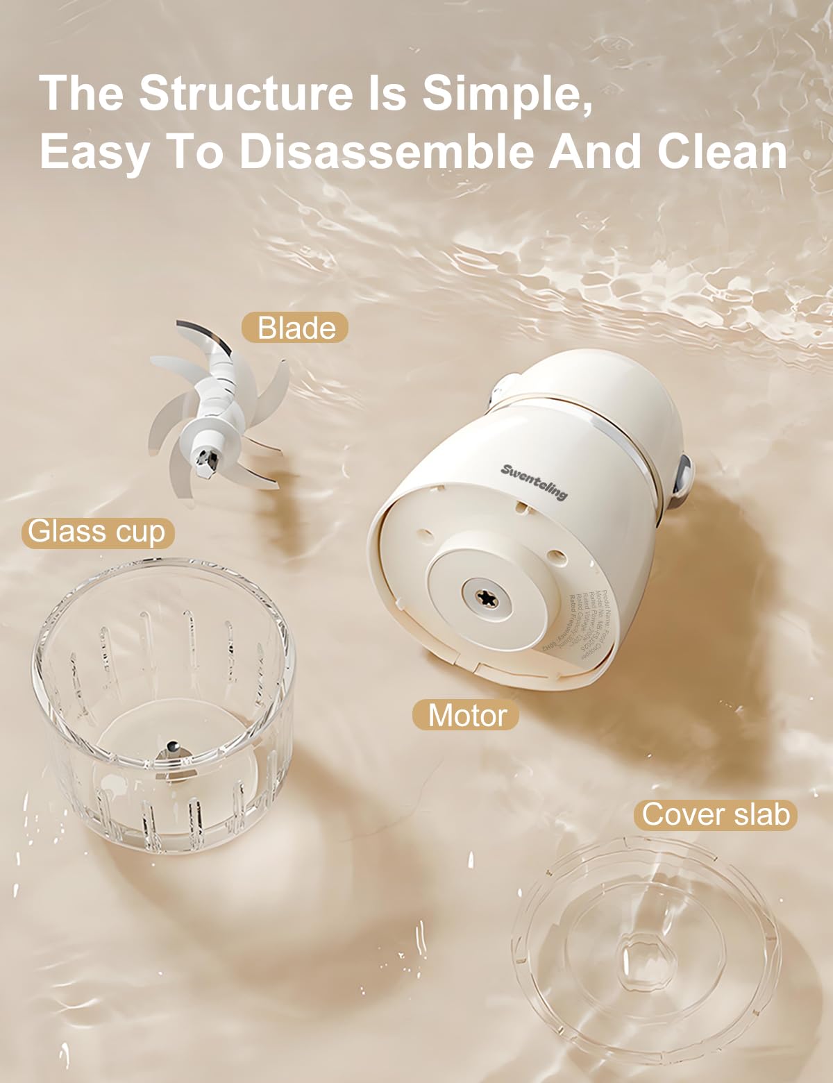 Swenteling Baby Food Maker, Creamy White Baby Food Blender, 10oz Food Puree Maker, Food Processor for Foods Fruit Vegetable Meat, 8-Second Quick Soft Food Prep，BPA-Free
