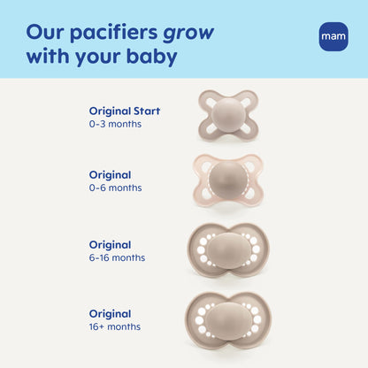 MAM Original Matte Baby Pacifiers 6-16 Months, Binky for Newborn Babies, BPA-Free Skin Soft Silicone Nipple, Easy to Clean, Developed with Medical Experts, 6 Count, Made in Europe