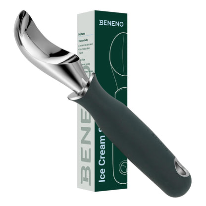 Beneno Heavy Duty Ice Cream Scoop - Upgraded Anti-Fracture Design, Comfortable Grip Long Handle, Effortless Scooping & Dishwasher Safe, Green