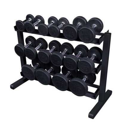 Body-Solid (GDR363) 3-Tier Horizontal Dumbbell Rack Stand Only, Weight Rack Stores 10 Pairs Hex Dumbbells from 5-50 lbs, Home Gym Dumbell Organizer Racks