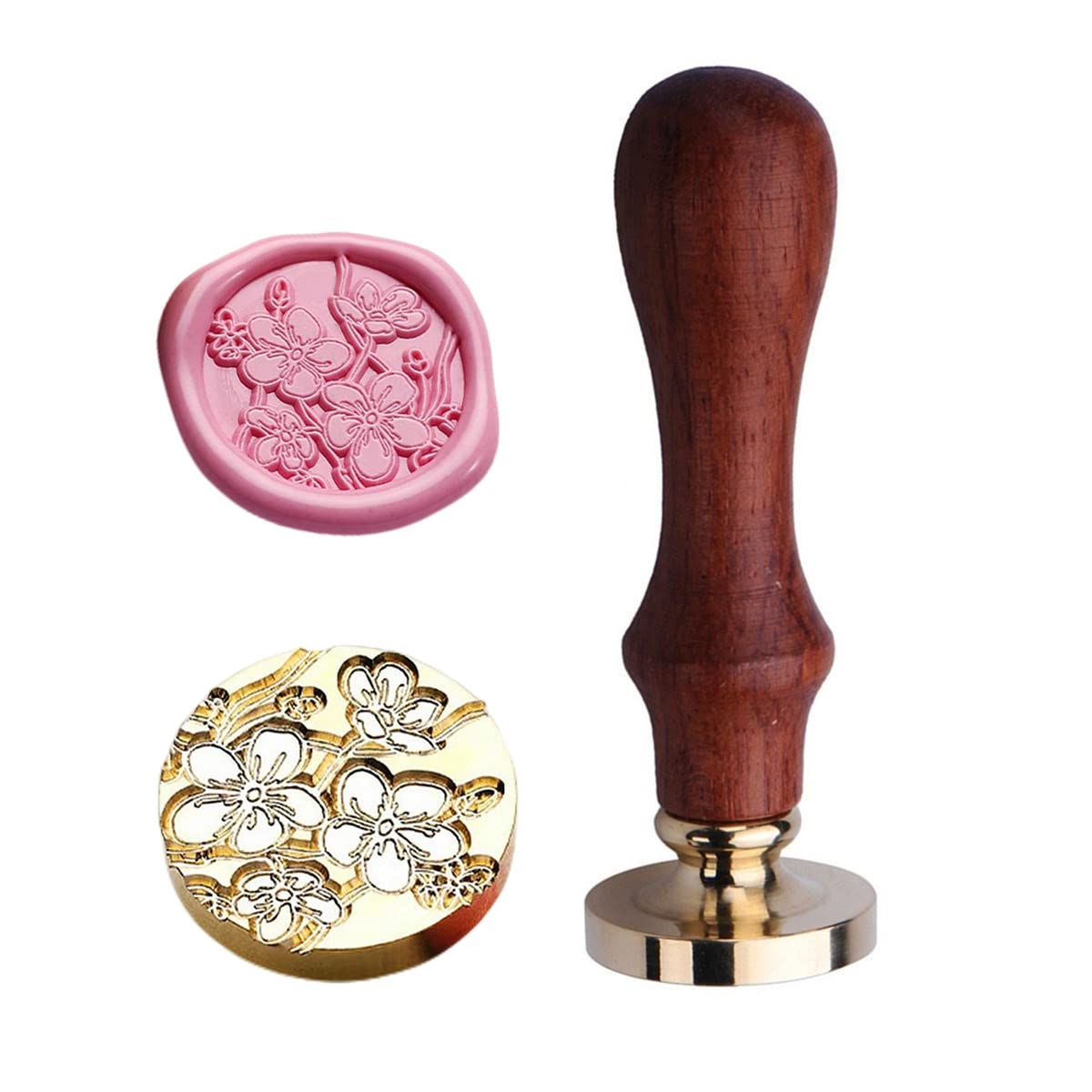 JUPPE 6pcs Flower Wax Seal Set, Cherry Blossom Rose Bell Orchid Branches Tulip Various Flowers Sealing Wax Stamps for Wedding Invitation Birthday Party