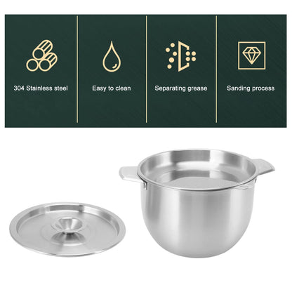 Sunicon Stainless Steel Oil Filter Pot, 2.8 L Bacon Grease Saver Container with Fine Mesh Strainer Cooking Oil Keeper Grease Fat Storage Filter Container for Kitchen and Camping