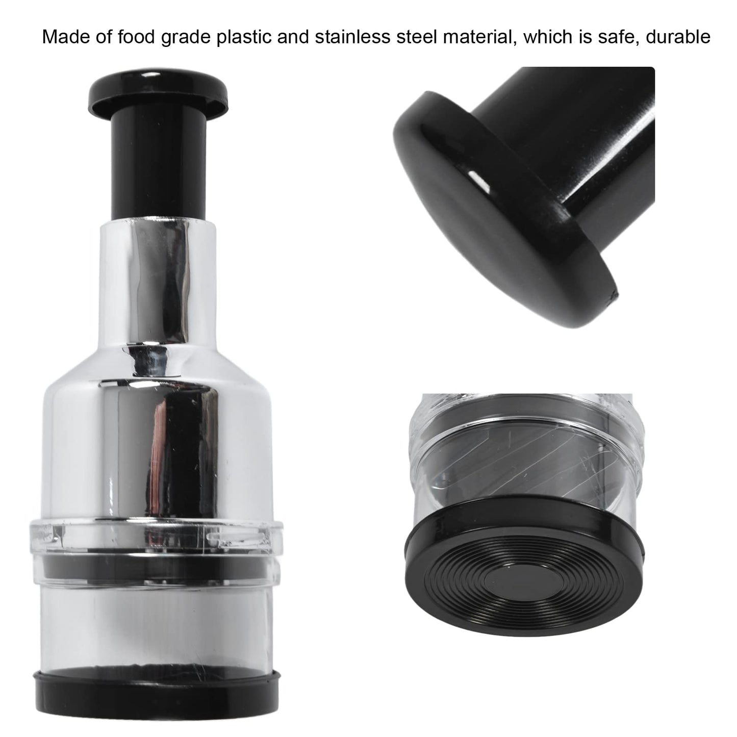 Manual Food Chopper Stainless Steel Vegetable Cutter for Onions Garlic Nuts Salads Hand Operated Kitchen Prep Tool