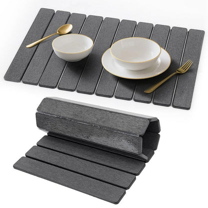 Stone Drying Mat for Kitchen Counter, Quick Diatomaceous Earth Mats for Dishes, 23.6"L x 15.7" W Super Absorbent Fast-Drying Collapsible Countertop Stone Mat (Dark Grey, 24" x 16")