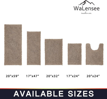 Walensee Non Slip Bathroom Rug (32x20 Inch, Taupe) - Water Absorbent, Soft Shaggy Chenille, Machine Washable Bath Mat