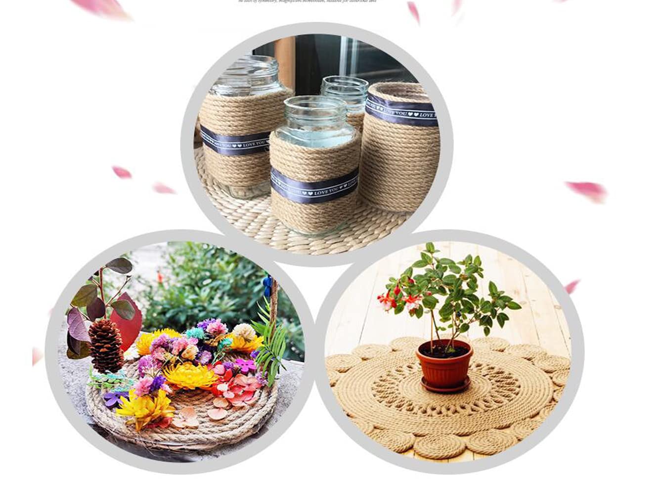 NorthPada 1/4 in (6 mm) X 164 Ft (50 Meters) Natural Sisal Hemp Rope Heavy Duty Thick Twine for Cat Scratcher Post Tree, Garden, Binding, Crafts Packing Material
