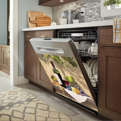 Wine Decor Magnetic Dishwasher Cover, Country Grape Fridge Sticker, Wine Refrigerator Magnet Panel Decal, 23"x17"