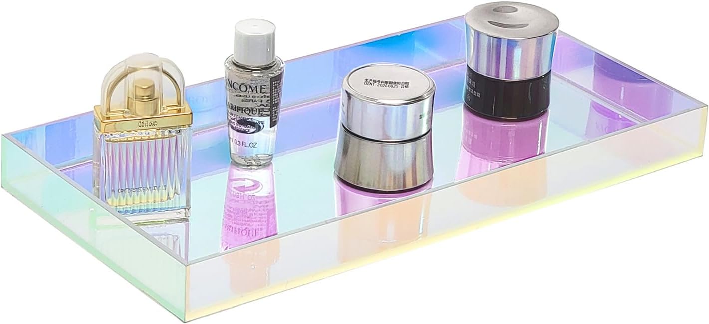 Acrylic Bathroom Tray for Countertop - Handmade Vanity Tray for Perfume, Jewelry, Makeup, Soap Dispenser, and Plants
