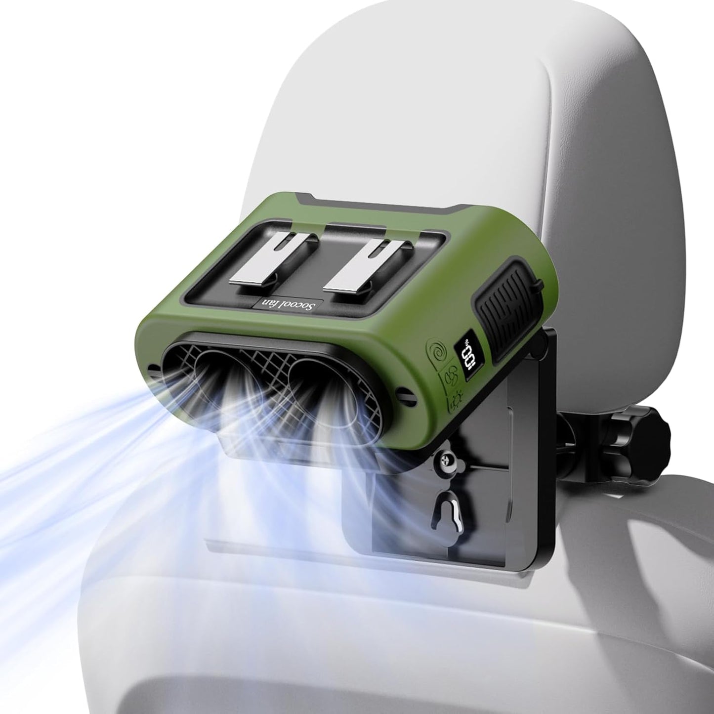 14500mAh 360 5-Speed Socool Portable Car Fan - Rechargeable Battery Opearated, Clip on Car Seat Headrest Rotatable