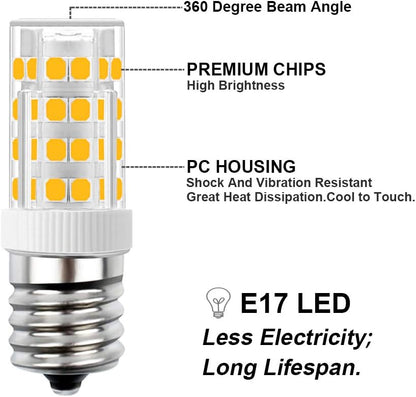 E17 LED Bulb, Non-Dimmable Stovetop Light, Appliance Bulb Under Microwave Oven, Warm White 3000K, 6-Pack