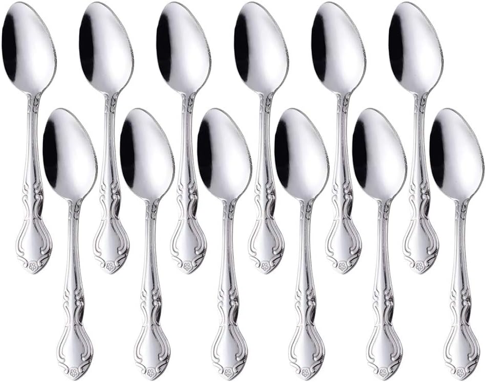Coffee Spoons Set of 12, Mini Stainless Steel Espresso Spoons, Small Spoons for Dessert Tea Appetizer, 4.6 inch