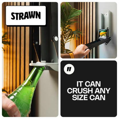 Can Crushers - Wall Mounted Aluminum Can Smasher - Ideal for Garbage Can and Recycling Bin - Outdoor Bar Accessories Must-Have - Efficient Plastic Bottle & Can Crusher by Strawn (Gray)