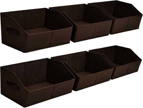 Homsorout Trapezoid Closet Storage Bins - Large Fabric Organizing Baskets for Home | 6 Pack, Brown