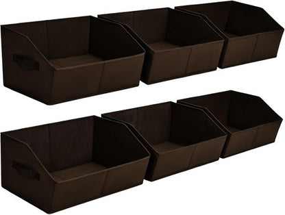 Homsorout Trapezoid Closet Storage Bins - Large Fabric Organizing Baskets for Home | 6 Pack, Brown