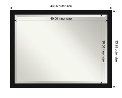 Amanti Art Black Bathroom Mirror for Over Sink, 33x43 Avon Black Rectangle Vanity Mirror, X-Large Casual Frame, Hangs Horizonally and Vertically, Bathroom Wall Decor, Beveled Edge