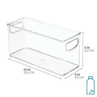 iDesign Slim Clear Plastic Stackable Storage Bin, Tall Narrow Organizer for Kitchen or Pantry