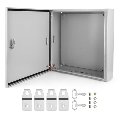 Outdoor Electrical Box,24 x 24 x8 NEMA 4X Steel Junction Box,IP66 Waterproof & Dustproof Electrical Enclosure Box,Outdoor/Indoor Electrical Project Box with Lock & Mounting Plate